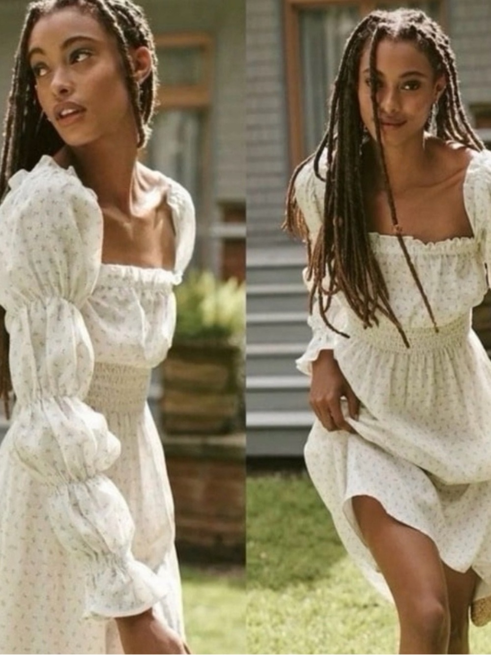 Sleeper Dress in Cream in garden floral print - Picture 2 of 8
